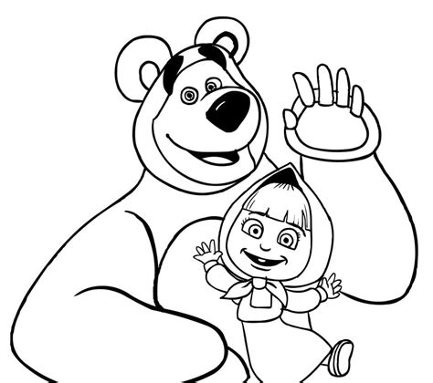 Happy Masha And The Bear Coloring Page Download Print Or Color Online For Free