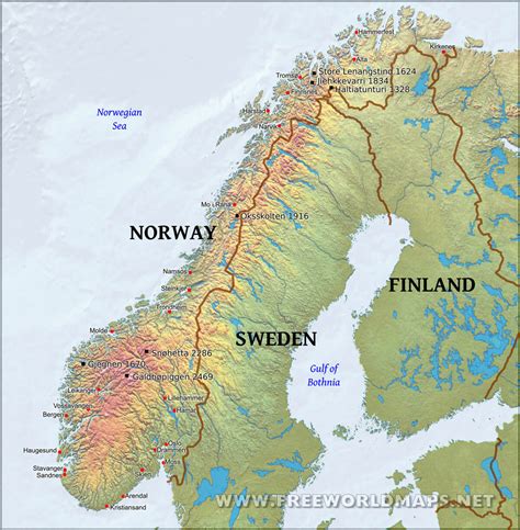 Norwegen Geographischen Karte