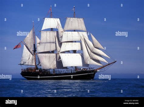 Tall Ship Kaskelot Rigged As A 19th Century 3 Masted Barque Under Sail