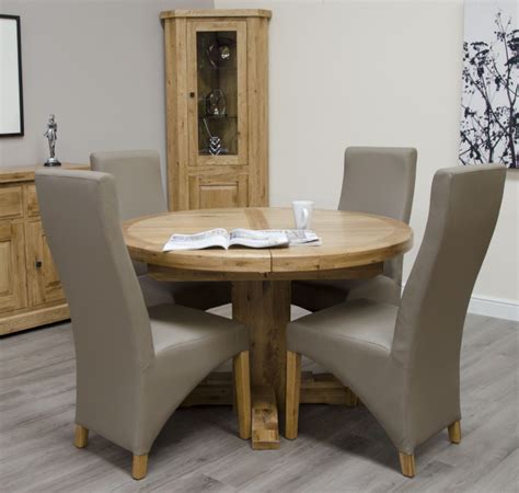 Signature Solid Oak Round Extending Dining Table 125cm 180cm