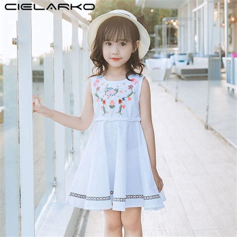 Cielarko Girls Flower Dress Classic Embroidery Baby Dresses Fashion