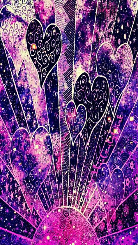 Purple Shooting Hearts Galaxy Iphoneandroid Wallpaper I Created For