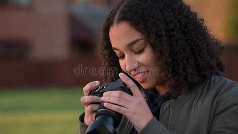 Mixed Race African American Girl Teenager Or Young Woman Laughing