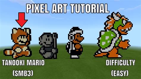 Minecraft Pixel Art Tutorial Tanooki Mario Smb3 Youtube