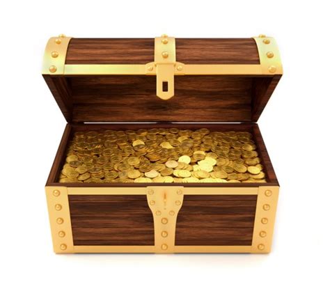 Open Treasure Chest Filled With Golden Coins Gold And Jewelry I Stock