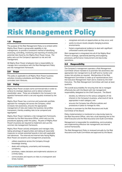 Risk Management Policy 7 12 15 By Mercury Issuu