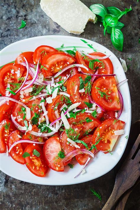 Line a small baking sheet with parchment paper. Fresh Herbs and Tomato Salad Recipe â Eatwell101