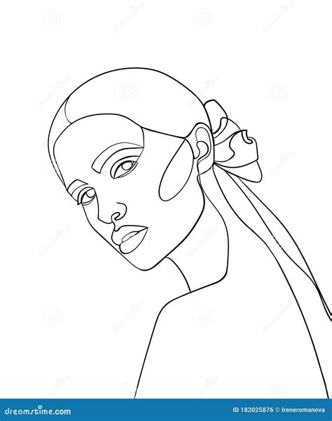 Woman Face Continuous Line Drawing Fashion Concept Woman Beauty Minimalist Vector Illustration