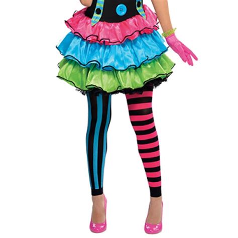 Petite Damen Cool Neon Zirkus Clown Kostüm Party Halloween Hofnarr