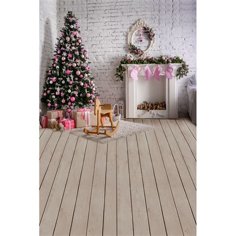 White Wall Christmas House Tree Floor Photography Studio Background