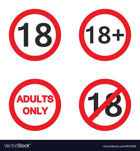 Under Eighteen Sign Under 18 Adults Only Warning Vector Image