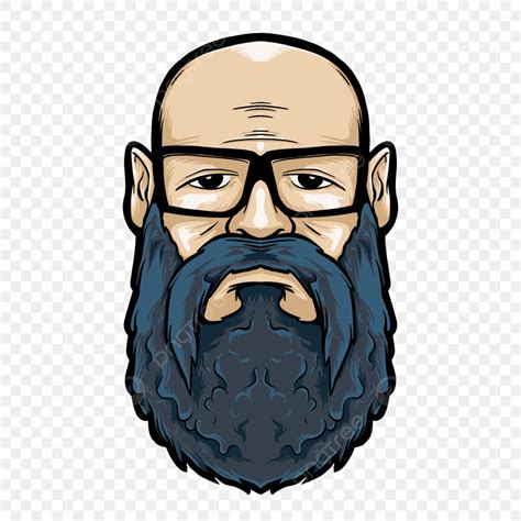Old Man Beard White Transparent Old Man Bald Head With Thick Blue