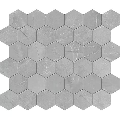 Enigma Pulpis Grey 2 Inch Hd Matte Hexagon Porcelain Mosaic Tile The
