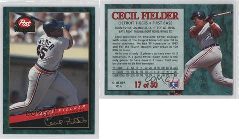Cecil fielder's baseball career took a fairy tale turn in 1990. 1994 Post Collection #17 Cecil Fielder Detroit Tigers Baseball Card | eBay