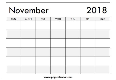 November 2018 Blank Calendar Editable Template Calendar Free