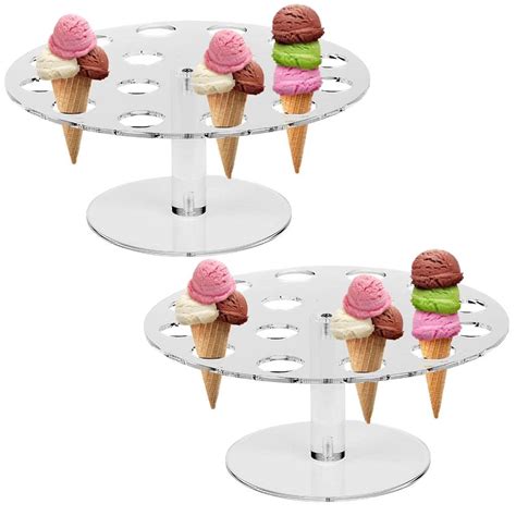 Buy 2 Pack Acrylic Ice Cream Cone Holder Stand With 16 Holes Capacity