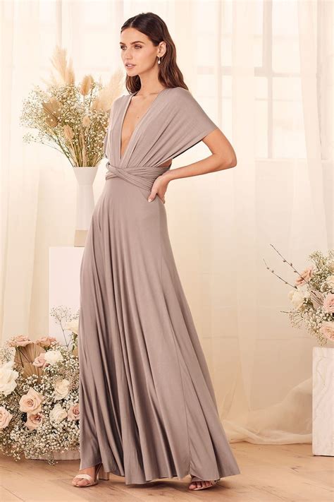 Taupe Bridesmaid Dress Convertible Dress Infinity Dress Lulus Taupe Maxi Dress Bridesmaid