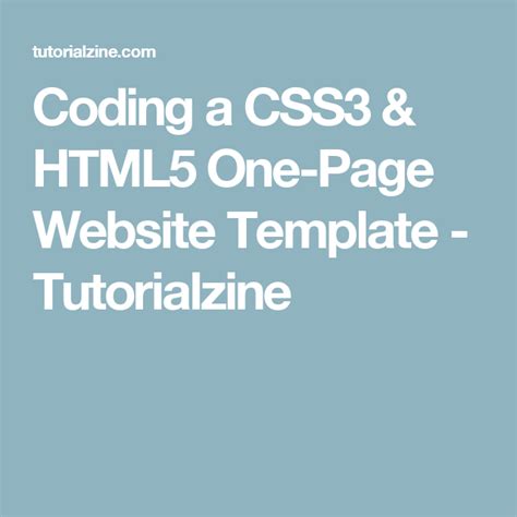 Coding A Css3 And Html5 One Page Website Template Website Template One