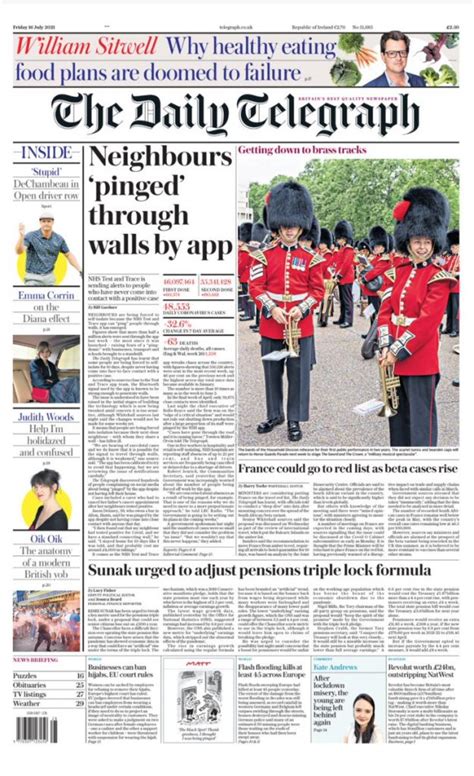 Daily Telegraph Front Page Th Of July Tomorrow S Papers Today
