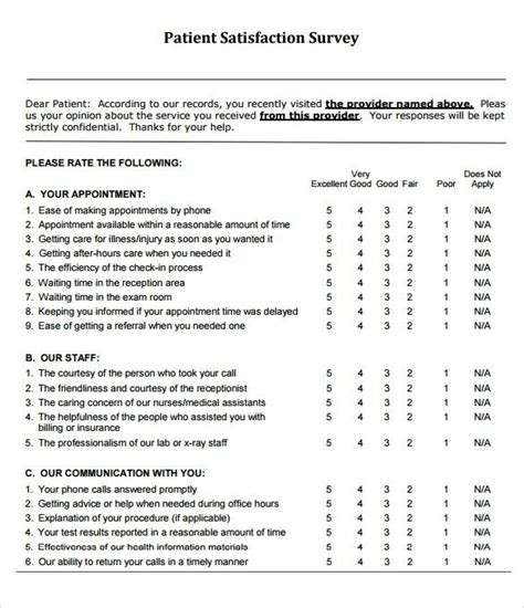 FREE 10 Sample Patient Satisfaction Survey Templates In PDF MS Word