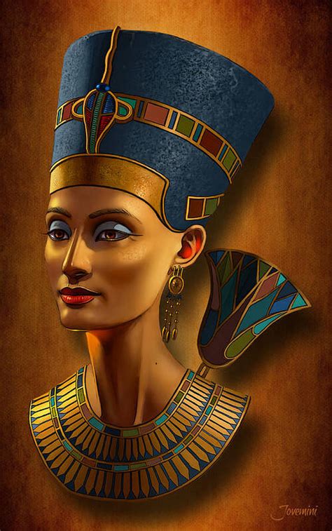 Nefertiti Egyptian Queen On Papyrus Art Print By Jovemini Art