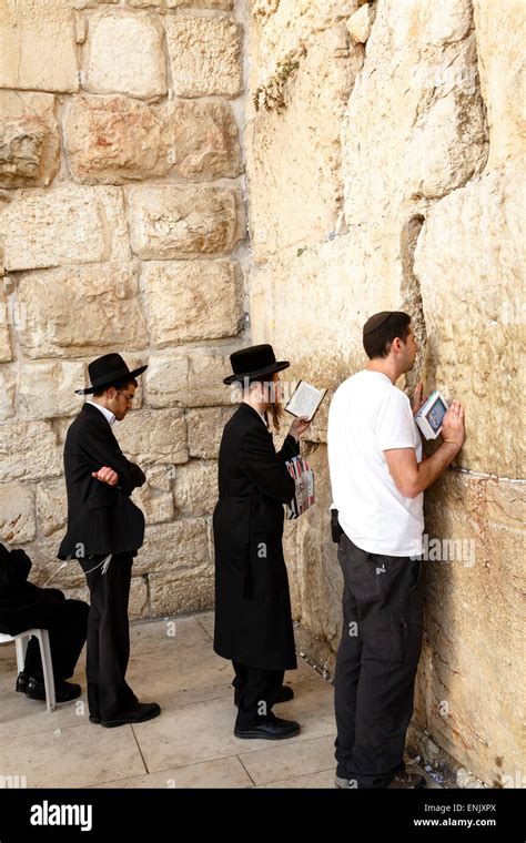Orthodox Jewish People Praying At The Western Wall Wailing Wall