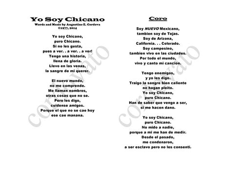 Augustine Cordova Yo Soy Chicano Lyrics In Spanish Boulder County
