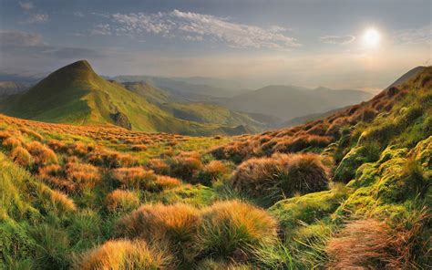 Grass Mountains Sunset 3840x2400