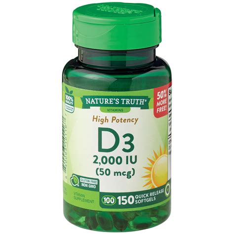 Natures Truth High Potency Vitamin D3 2000 Iu Shop Vitamins A Z At H E B
