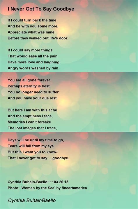 Never Say Goodbye Poem You Never Loved Me Quotes Quotesgram
