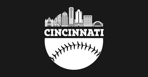 Cincinnati Oh Baseball Skyline Vintage Retro Print Skyline Sticker