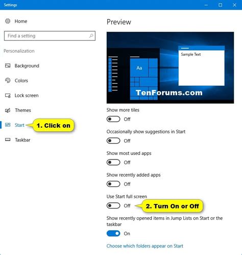 Turn On Or Off Full Screen Start Menu In Windows 10 Tutorials