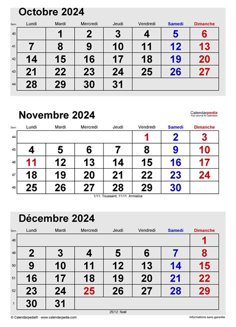 Calendrier Septembre Octobre Novembre 2024 Glori Kalindi