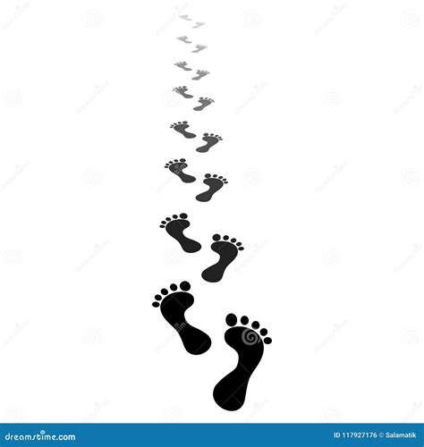 Black Silhouette Human Footprint Footprints Of Bare Feet Walking