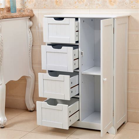 Featuring a scandinavian design, this storage cabinet combines storage with design. NEW WHITE WOODEN CABINET WITH 4 DRAWERS & CUPBOARD STORAGE ...