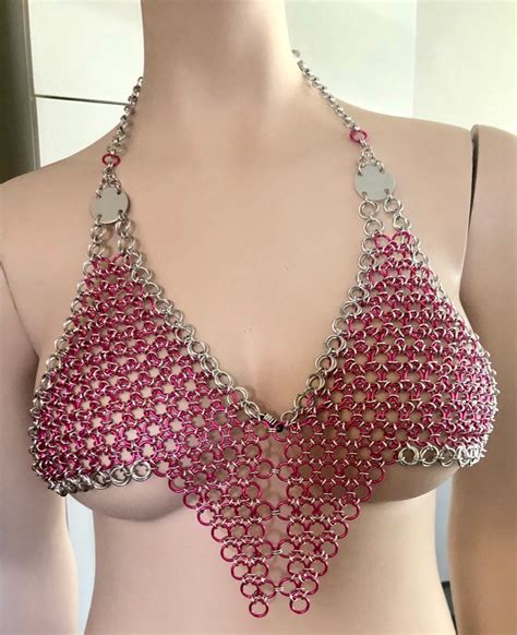 sexy chainmail bra pink chainmail bralette sexy pink and etsy