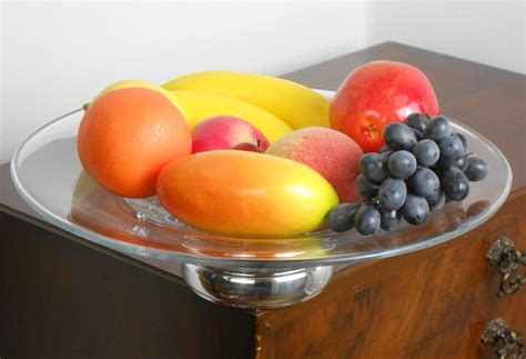Large 35cm Sterling Silver And Glass Fruit Bowl Birmingham 2004
