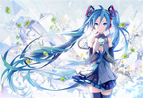 Wallpaper Ilustrasi Bunga Bunga Gadis Anime Karya Seni Vocaloid