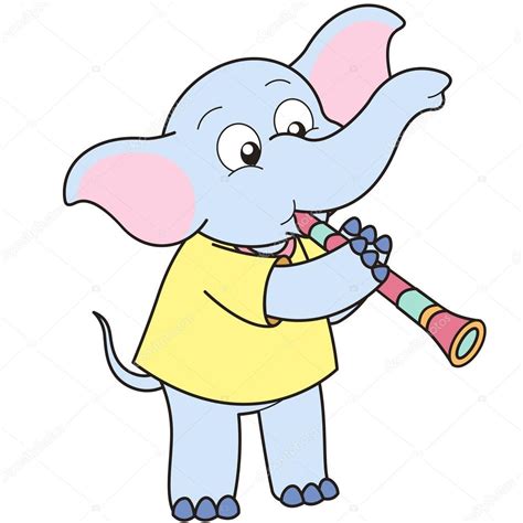 Cartoon Elephant Playing A Clarinet — Stock Vector © Kchungtw 22749771