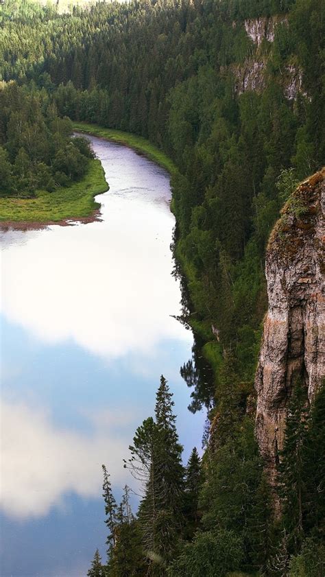 Wallpaper Russia Perm River Forest Mountain Cliff 2880x1800 Hd Picture Image