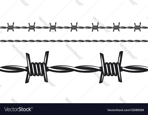 Black And White Barbed Wire Seamless Pattern Vector Image