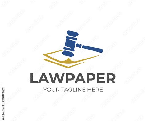Legal Documents Logo Design Law Papers And Law Gavel Vector Design