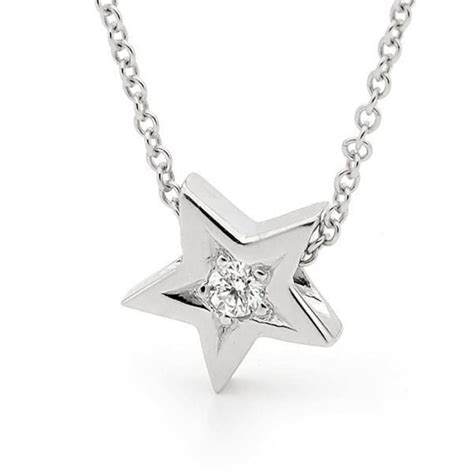 Diamond Star Necklace Small White Gold Natural Diamond Star Etsy