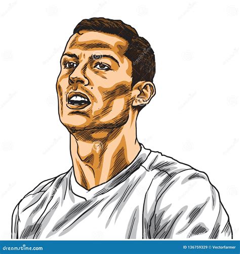 Cristiano Ronaldo Cartoon Vector Portrait Drawing Illustration Turin