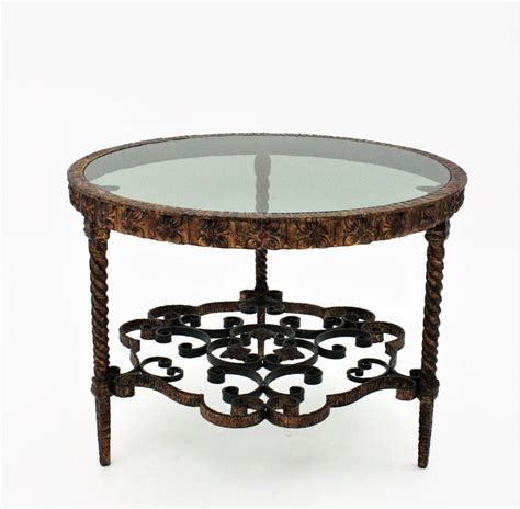 Shop the wrought iron coffee tables collection on chairish, home of the best vintage and used furniture, decor and art. Wrought Gilt Iron Smoked Glass Round Coffee Table, Twisted ...