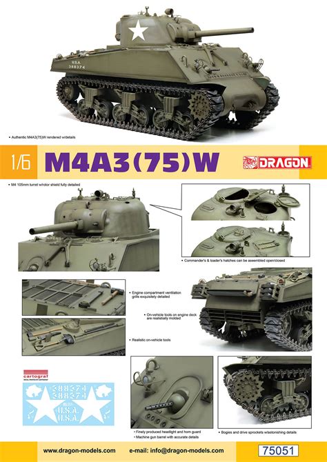75051 16 M4a375w Sherman Dragon Plastic Model Kits