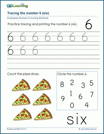 Printable Number Tracing Worksheet 6