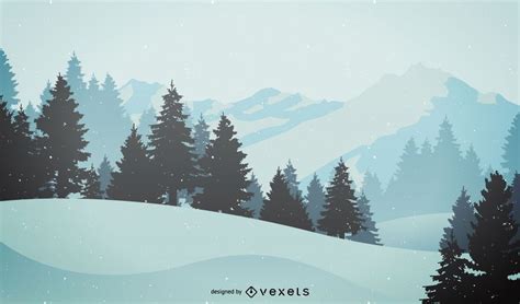 Winter Mountain Landscape Illustration Vector Download