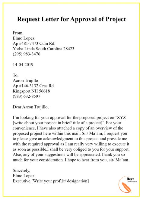 Sample Approval Letter Format
