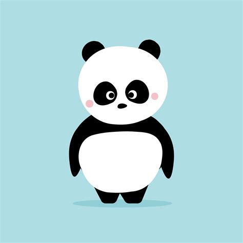 Cute Panda Standing On Blue Background Kawaii Character Cartoon Design